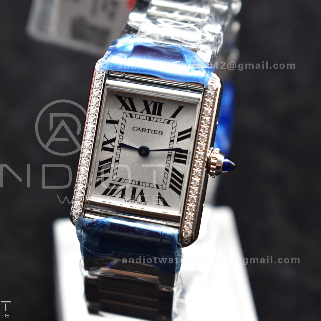 Tank Solo 20.3mm K11F SS White Dial With Diamond Bezel On SS Bracelet Ronda Quartz